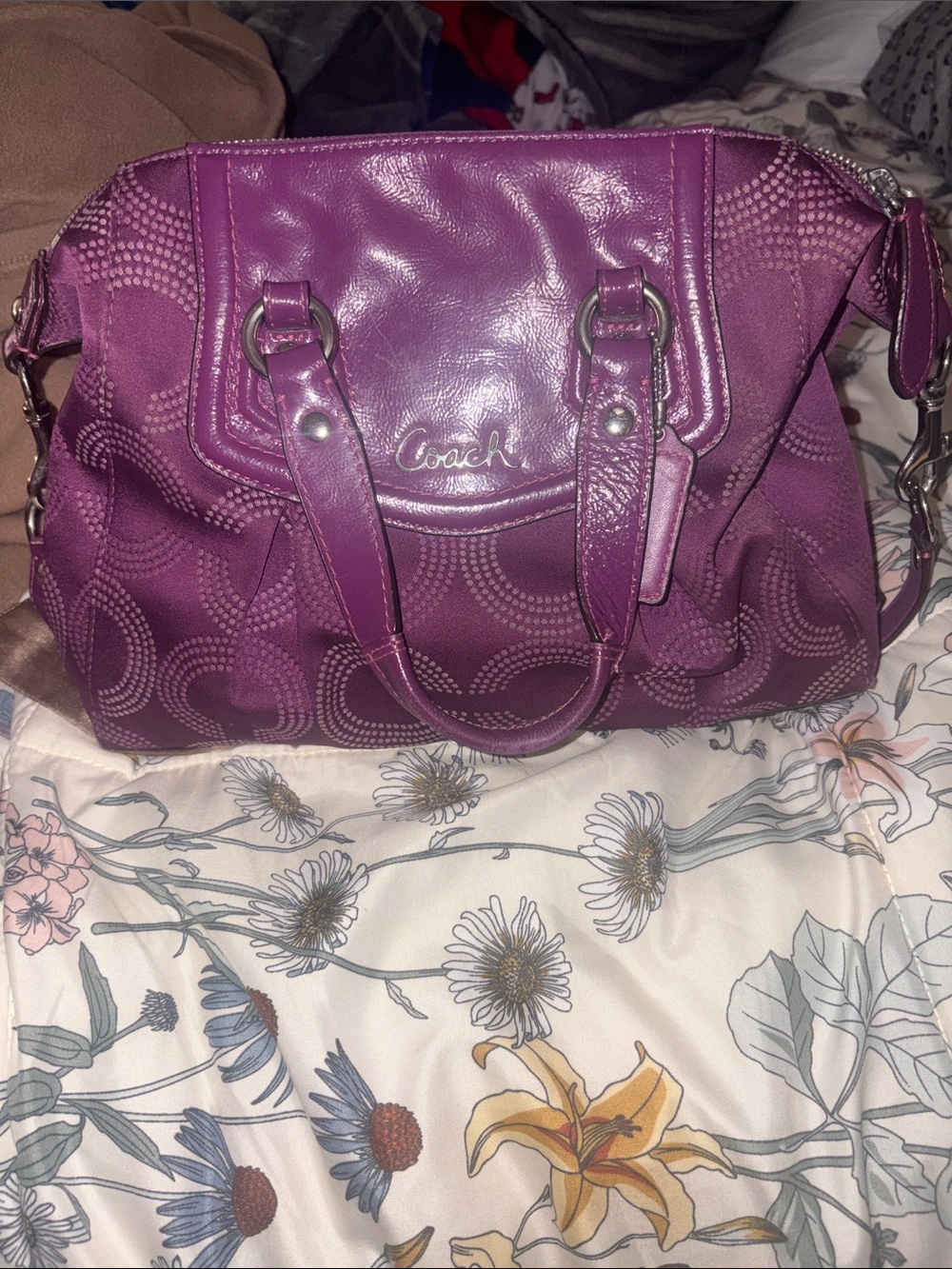 Coach Plum Signature Satchel